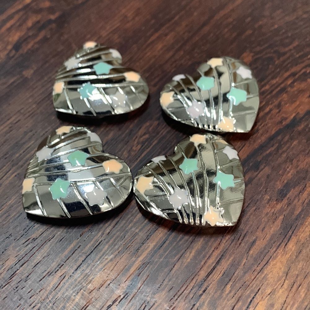 Vintage‎ 80’s Heart and Stars Button Covers Set Of 4